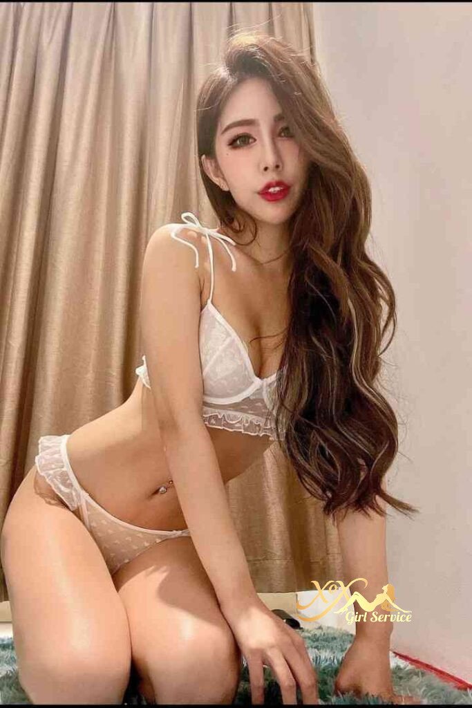 Vietnamese escort Janice in white lingerie. KL incall & outcall available. C cup curves.