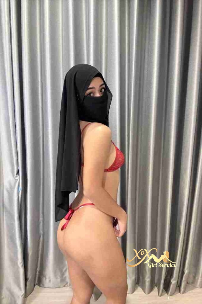 Woman in hijab and lingerie. Malay KL Escort.