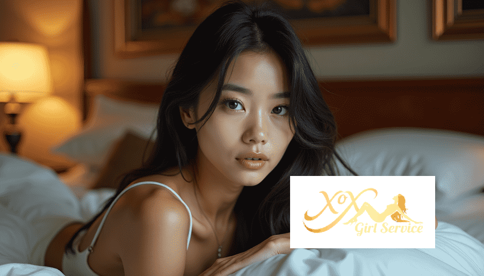 KL Escort Girl Young woman with dark hair lying on a bed, looking at the camera. Sex Service Malaysia